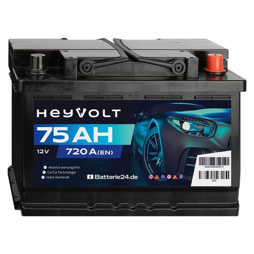 Heyvolt 75ah autobatterie - 75ah,